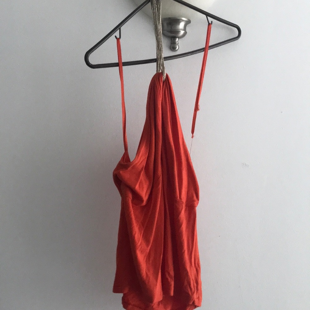 Orange Ralph Lauren Halter with Gold Beaded Neck